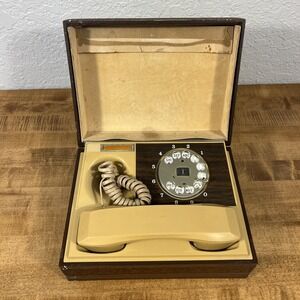 Vintage DECO-TEL Rotary Telephone Faux Wood Box Western Electric - Untested